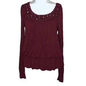 RXB size small burgundy long sleeve top
